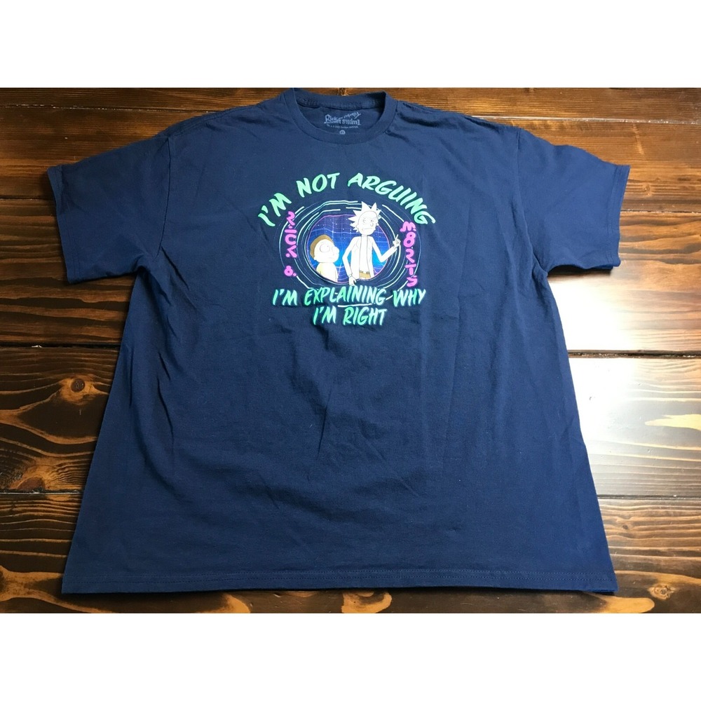 Rick & Morty Shirt, Men's XL, Navy Blue, Rick & Morty I'm not arguing, Novelty